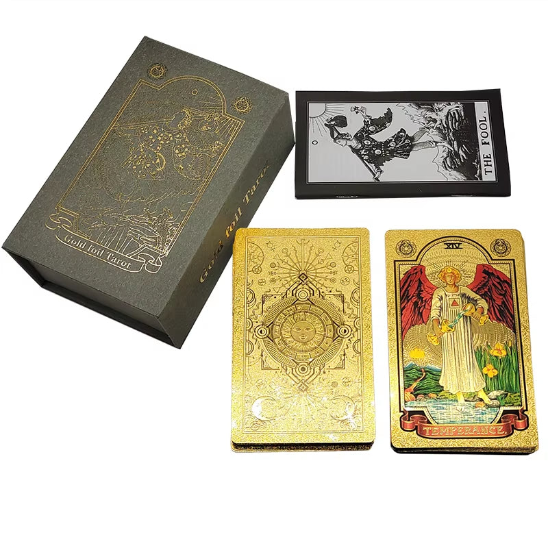 Classical Gold Foil Waterproof Tarot Cards with Megnet Box as Special Gift