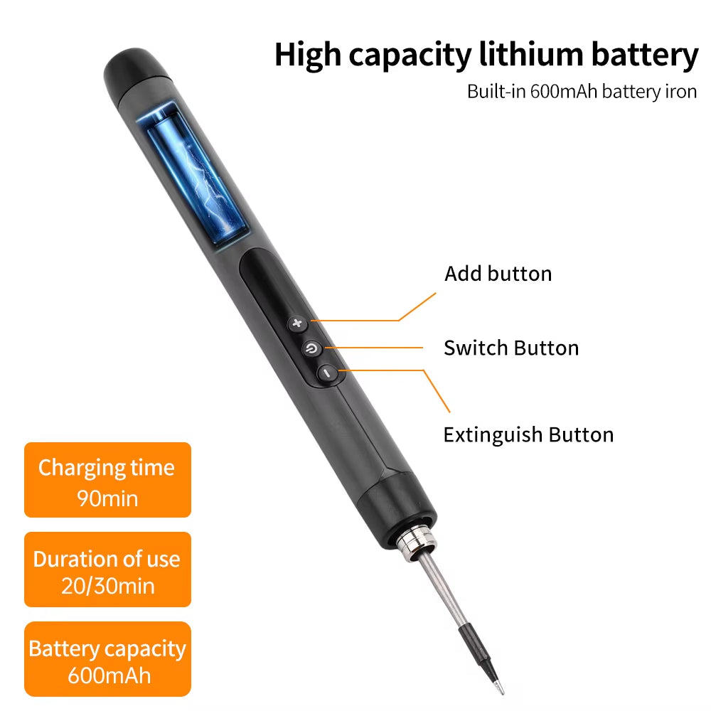USB Soldering Iron Mini Small Soldering Iron Set Portable Household Type-C Interface 600Mah Battery Adjustable Temperature