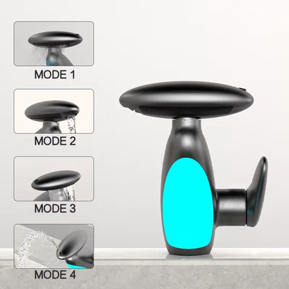 Large LED Light Basin Faucet Temperature Sensitive 4 Modes Outlet Hot Cold Water Sink Mixer Wash Tap Single Hole for Bathroom