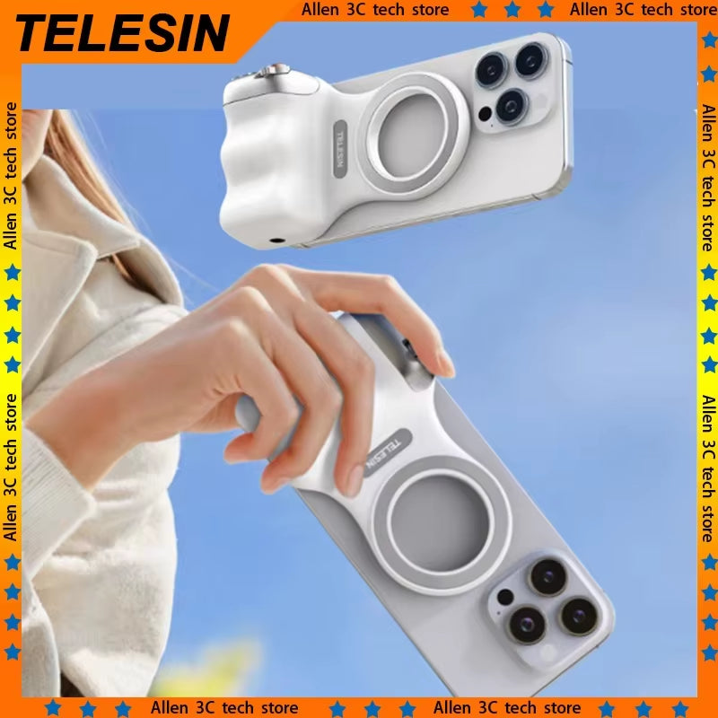 TELESIN Magnetic Phone Camera Shoot Hand Grip Phone Holder Shooting Aid Remote Control Handle for Iphone HUAWEI SAMSUNG Phone
