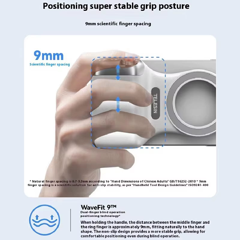 TELESIN Magnetic Phone Camera Shoot Hand Grip Phone Holder Shooting Aid Remote Control Handle for Iphone HUAWEI SAMSUNG Phone