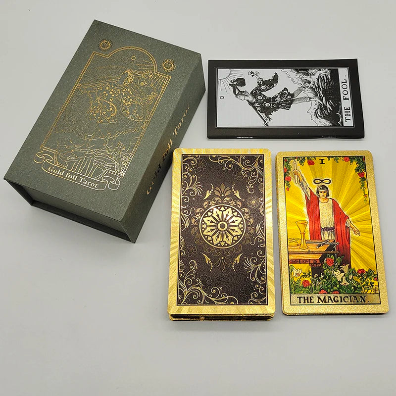 Classical Gold Foil Waterproof Tarot Cards with Megnet Box as Special Gift