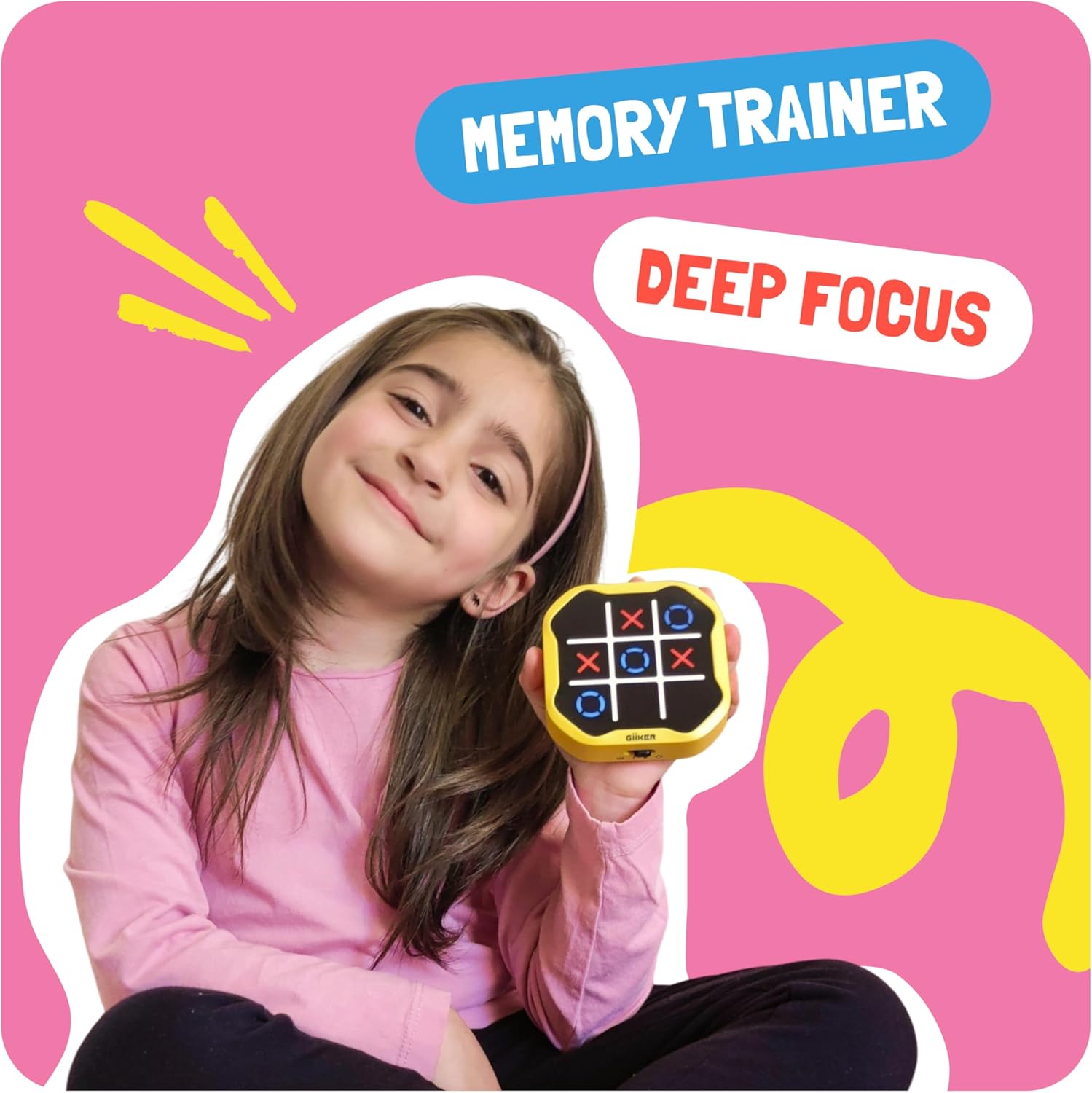 Tic Tac Toe Bolt Game, Original 3-In-1 Handheld Puzzle Game Console, Portable Travel Games for Car Ride, Board Games for Kids and Adults, Birthday Gifts for Ages 3+ (Pink)