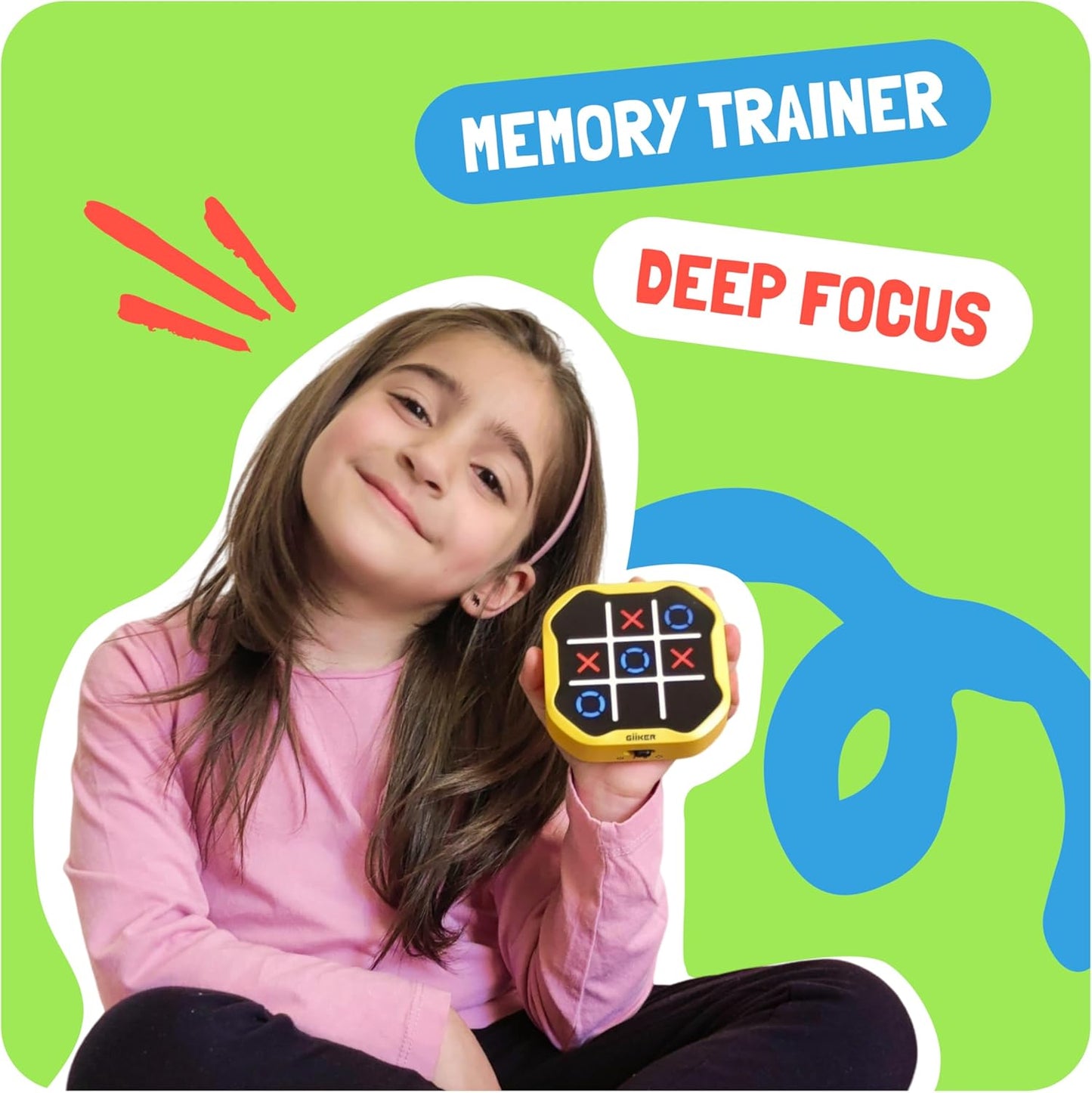 Tic Tac Toe Bolt Game, Original 3-In-1 Handheld Puzzle Game Console, Portable Travel Games for Car Ride, Board Games for Kids and Adults, Birthday Gifts for Ages 3+ (Green)