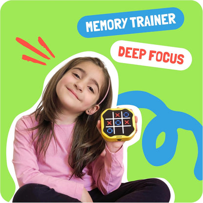 Tic Tac Toe Bolt Game, Original 3-In-1 Handheld Puzzle Game Console, Portable Travel Games for Car Ride, Board Games for Kids and Adults, Birthday Gifts for Ages 3+ (Green)