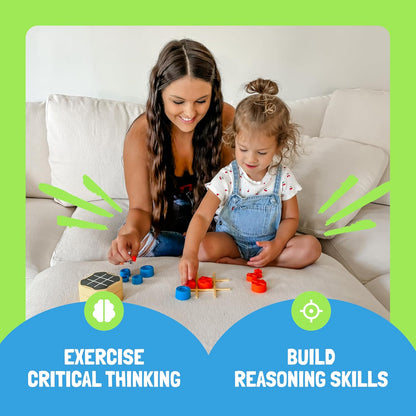 Tic Tac Toe Bolt Game, Original 3-In-1 Handheld Puzzle Game Console, Portable Travel Games for Car Ride, Board Games for Kids and Adults, Birthday Gifts for Ages 3+ (Green)