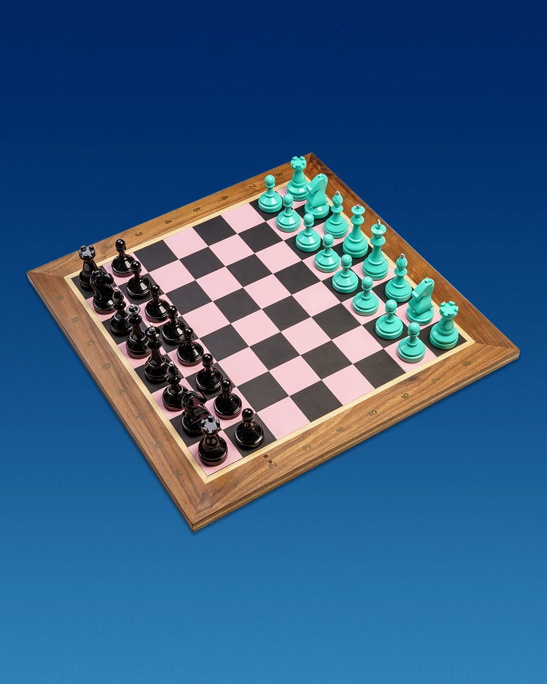 Bespoke Tournament Chess Set, Wooden Leather Lacquered Bold Chess Set, Resin Chess Pieces, Housewarming Gift, Luxury Gift for Him