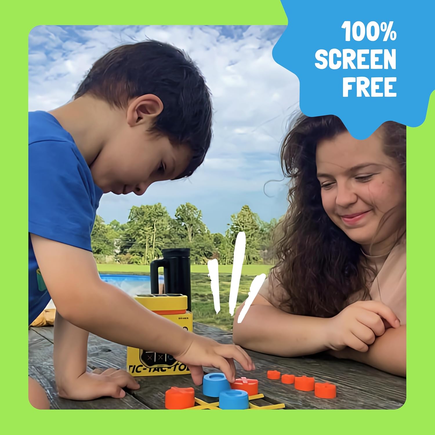 Tic Tac Toe Bolt Game, Original 3-In-1 Handheld Puzzle Game Console, Portable Travel Games for Car Ride, Board Games for Kids and Adults, Birthday Gifts for Ages 3+ (Green)