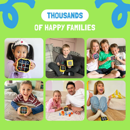 Tic Tac Toe Bolt Game, Original 3-In-1 Handheld Puzzle Game Console, Portable Travel Games for Car Ride, Board Games for Kids and Adults, Birthday Gifts for Ages 3+ (Green)