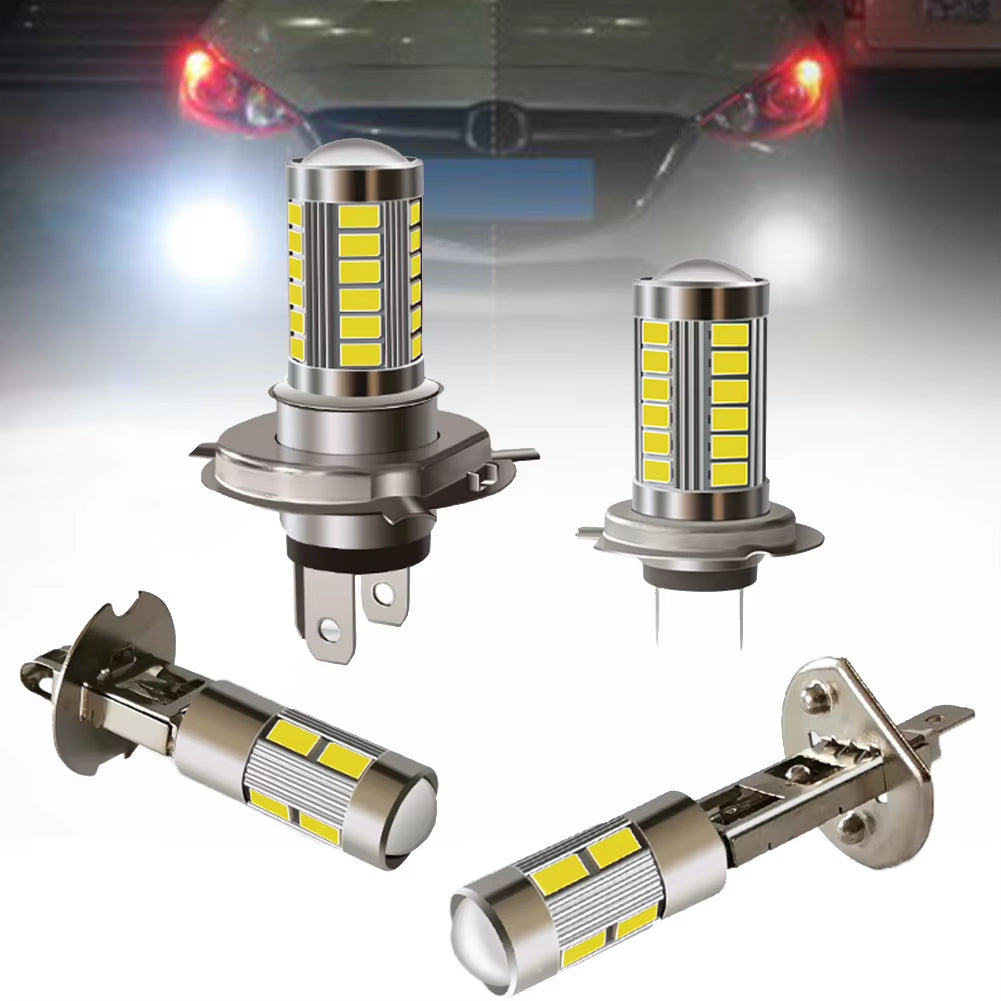 1Pc Car H4/H7/H1/H3 LED Car Headlight Bulbs Metal 5630-33SMD 6W 12V 1A LED Front Fog Light Car Headlight Bulbs Car Accessories