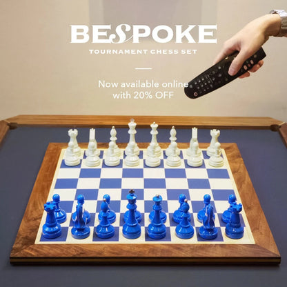 Bespoke Tournament Chess Set, Wooden Leather Lacquered Bold Chess Set, Resin Chess Pieces, Housewarming Gift, Luxury Gift for Him