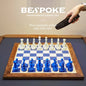 Bespoke Tournament Chess Set, Wooden Leather Lacquered Bold Chess Set, Resin Chess Pieces, Housewarming Gift, Luxury Gift for Him