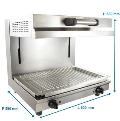 Salamandre professionnelle électrique deux zone à bascule 600 mm – Inox pro