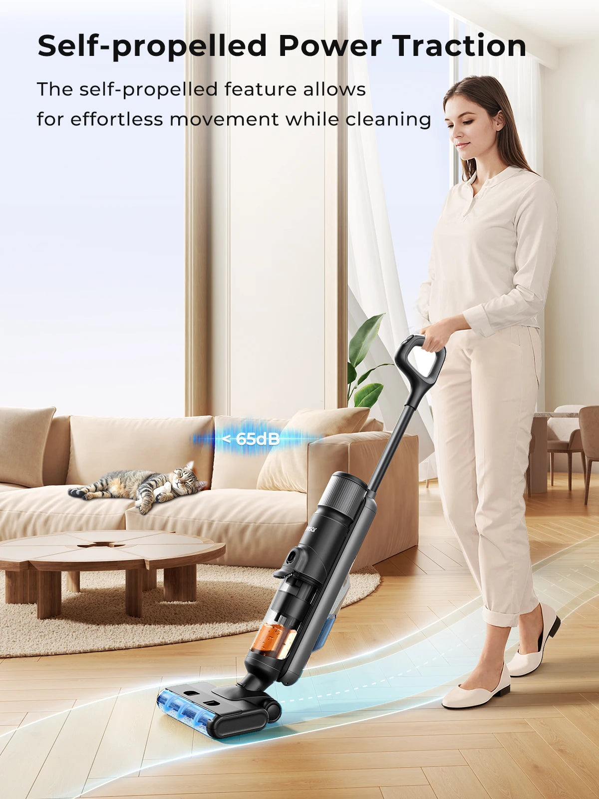M3 Cordless Wet Dry Vacuum Cleaner Mop, Edge Cleaning 55Min Auto Suction Floor Washer Self-Cleaning Smart Home Appliance