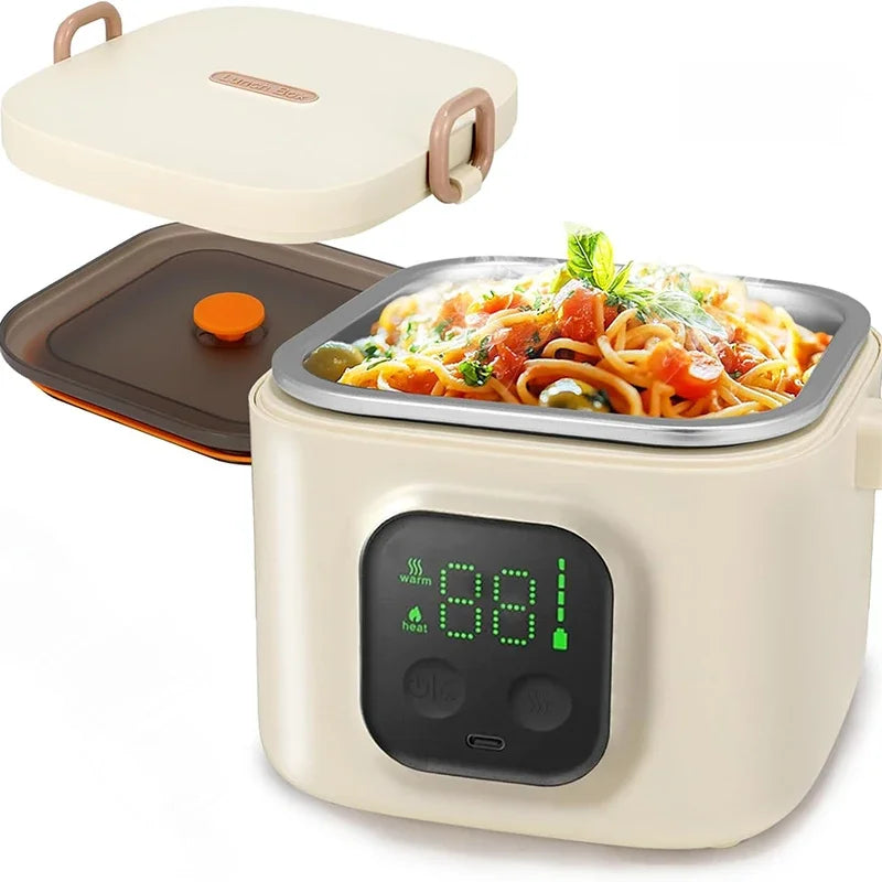 Portable Smart Constant Temperature Lunch Box Large Capacity Rechargeable Large Screen Display Electric Heating Lunch Box