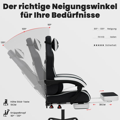 Ergonomic Racing Gaming Chair Adjustable Swivel with Headrest and Lumbar Support for Office and Gaming