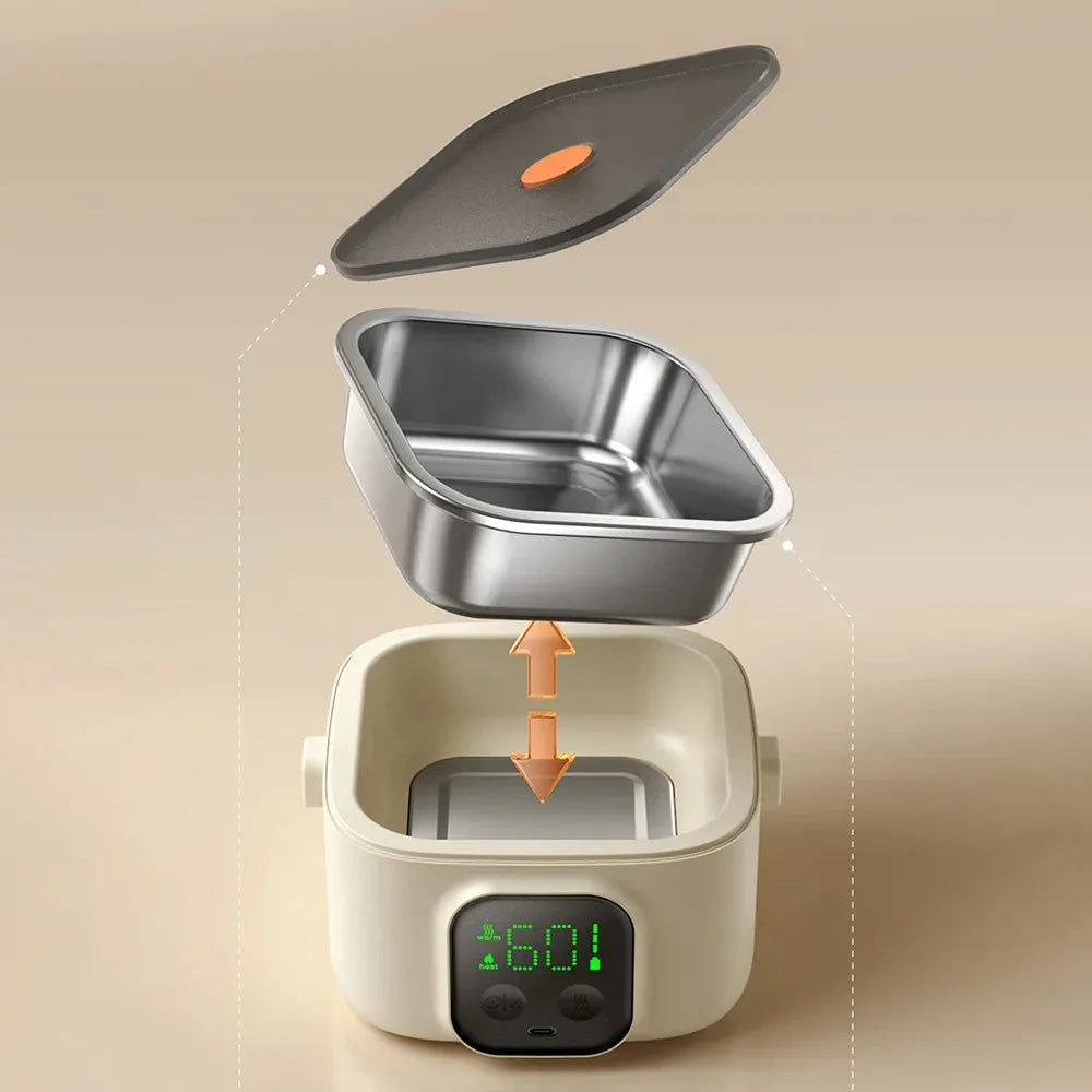 Portable Smart Constant Temperature Lunch Box Large Capacity Rechargeable Large Screen Display Electric Heating Lunch Box