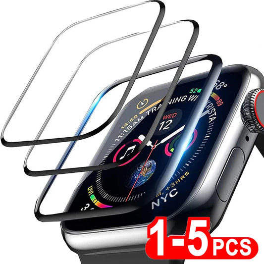Soft Glass for Apple Watch Screen Protector 49 Mm 45 41 44 40 42 38 9D HD Full Film Iwatch Series 9 8 7 6 SE 5 4 3 2 Accessories