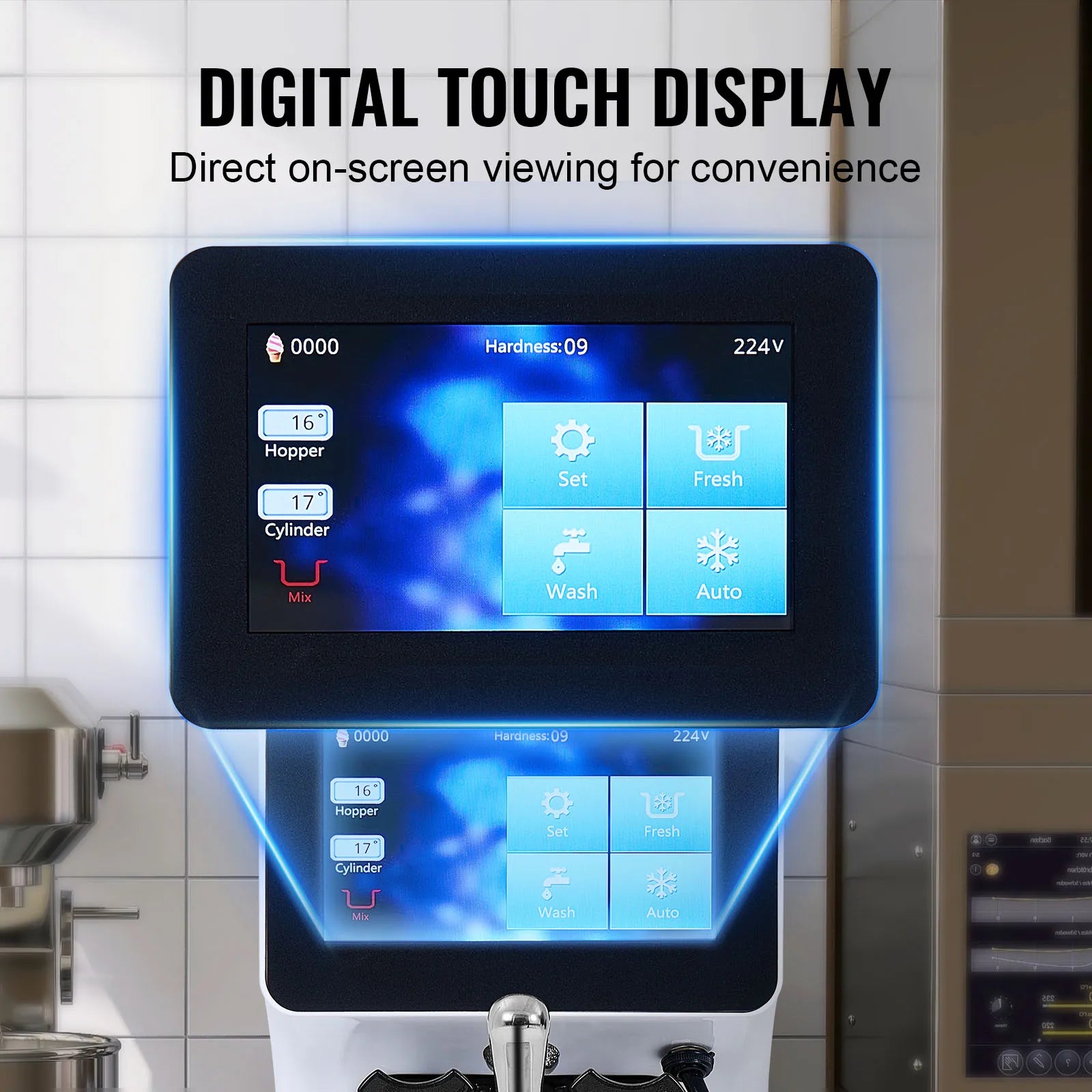 Commercial Ice Cream Machinesingle Flavor Countertop Soft Serve Ice Cream Maker Touch Screen Auto Clean Pre-Cooling