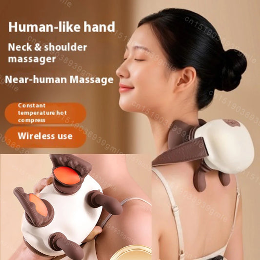 Electric Neck and Shoulder Massager Cervical Spine Massager Trapezius Kneading Muscles Back Massagers Pillow Relaxation