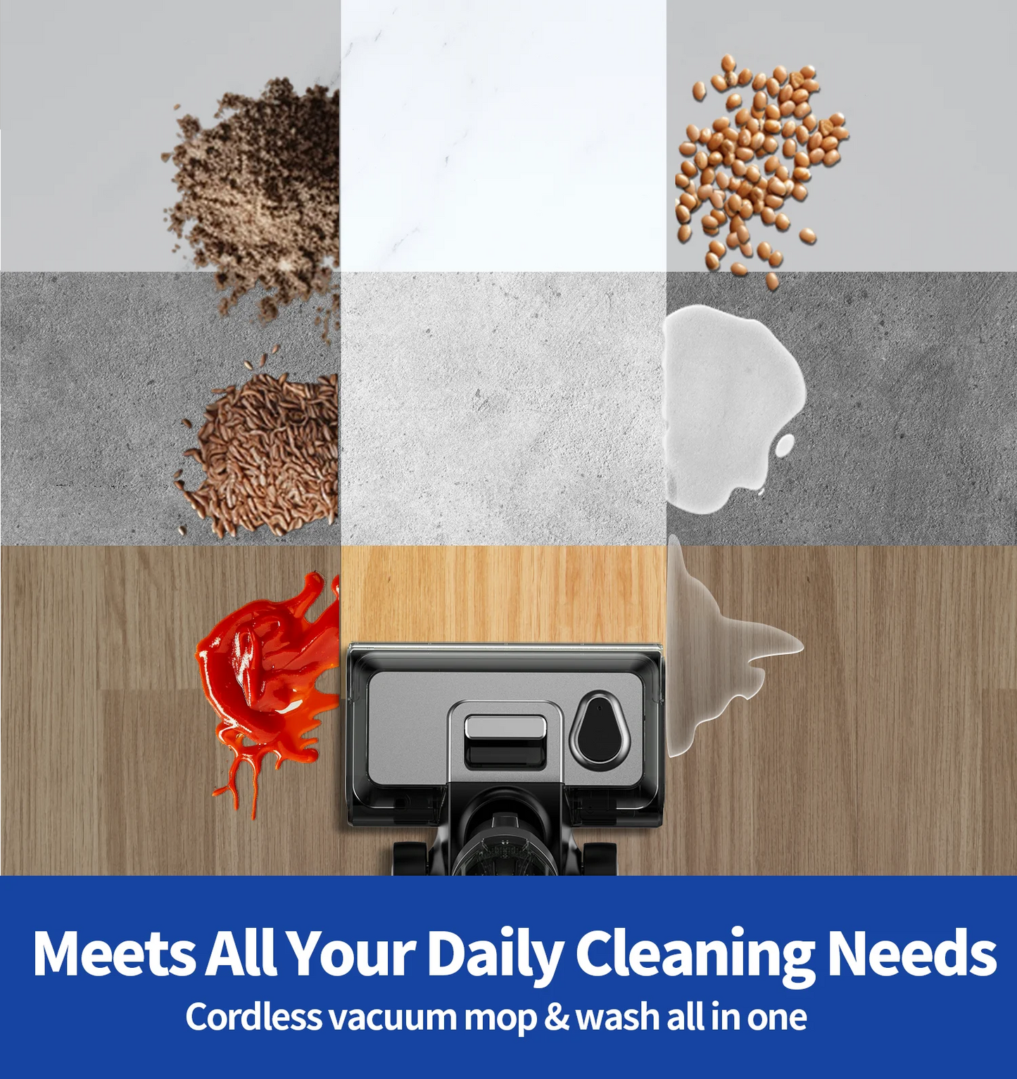 W13 17.5Kpa Wireless Wet Dry Vacuum Cleaner 45Min Runtime Multi-Surface Smart Cordless Mop Floor Washer Self-Cleaning