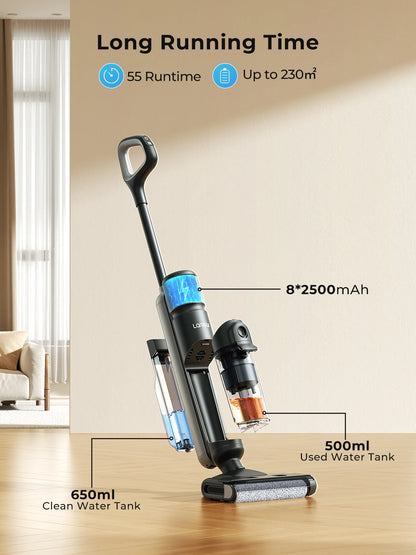 M3 Cordless Wet Dry Vacuum Cleaner Mop, Edge Cleaning 55Min Auto Suction Floor Washer Self-Cleaning Smart Home Appliance