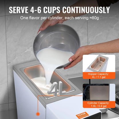Commercial Ice Cream Machinesingle Flavor Countertop Soft Serve Ice Cream Maker Touch Screen Auto Clean Pre-Cooling