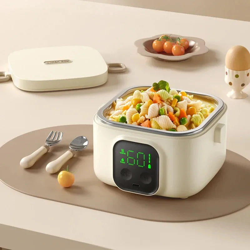 Portable Smart Constant Temperature Lunch Box Large Capacity Rechargeable Large Screen Display Electric Heating Lunch Box