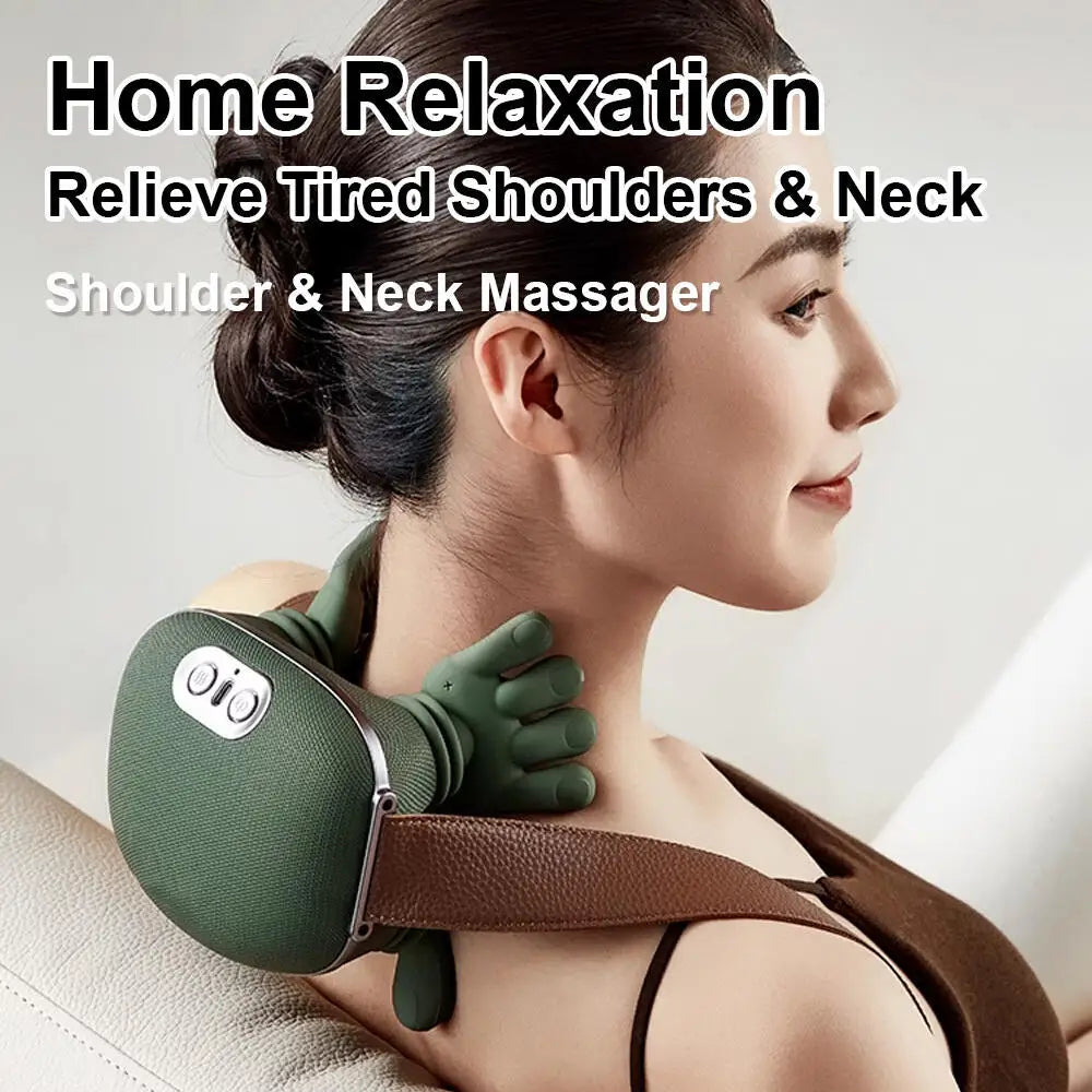 Electric Neck and Shoulder Massager Cervical Spine Massager Trapezius Kneading Muscles Back Massagers Pillow Relaxation