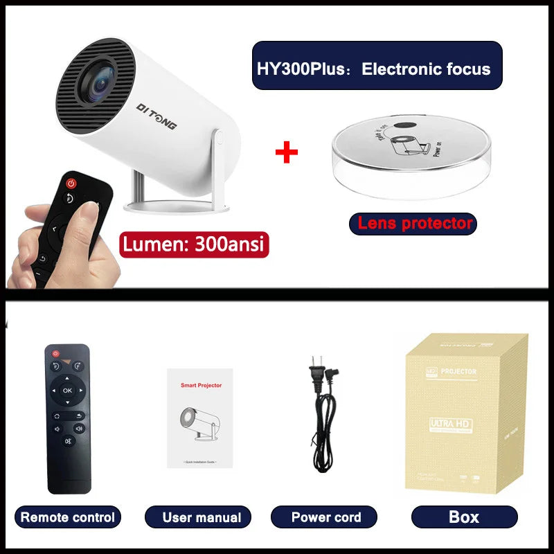 Hy300 Pro New Projector 4K Android Wifi 1080P 1280*720P HD Home Cinema Outdoor Portable Video Movies Led Mini Projetor