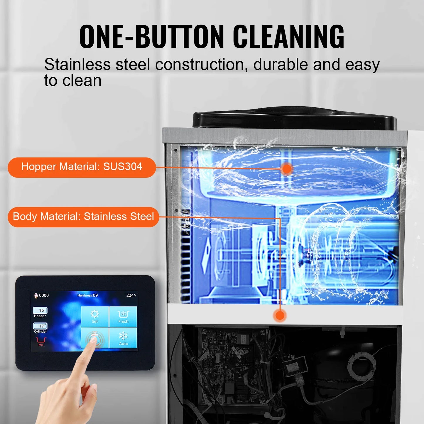 Commercial Ice Cream Machinesingle Flavor Countertop Soft Serve Ice Cream Maker Touch Screen Auto Clean Pre-Cooling