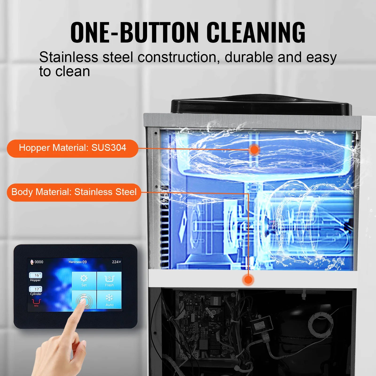 Commercial Ice Cream Machinesingle Flavor Countertop Soft Serve Ice Cream Maker Touch Screen Auto Clean Pre-Cooling