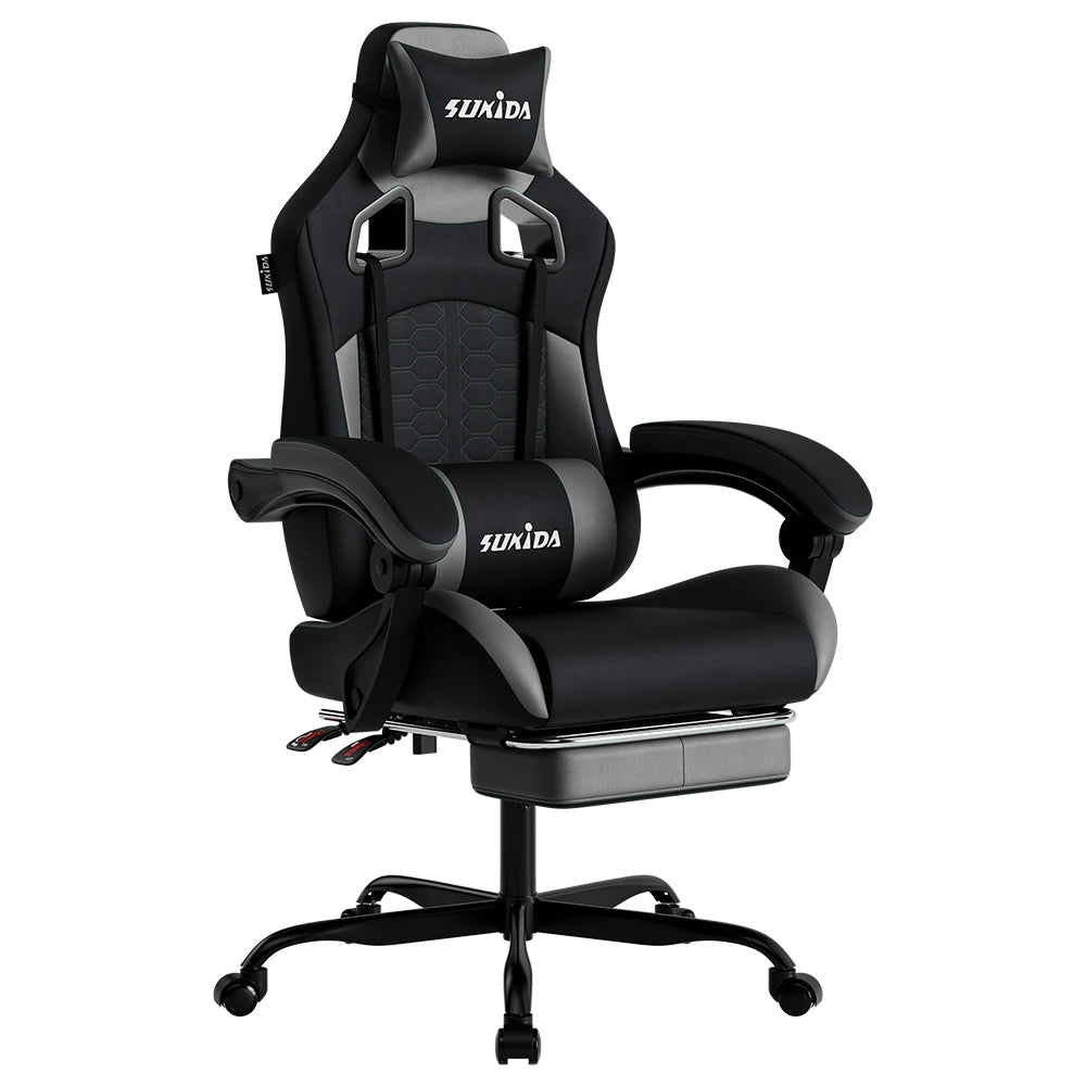 Ergonomic Racing Gaming Chair Adjustable Swivel with Headrest and Lumbar Support for Office and Gaming