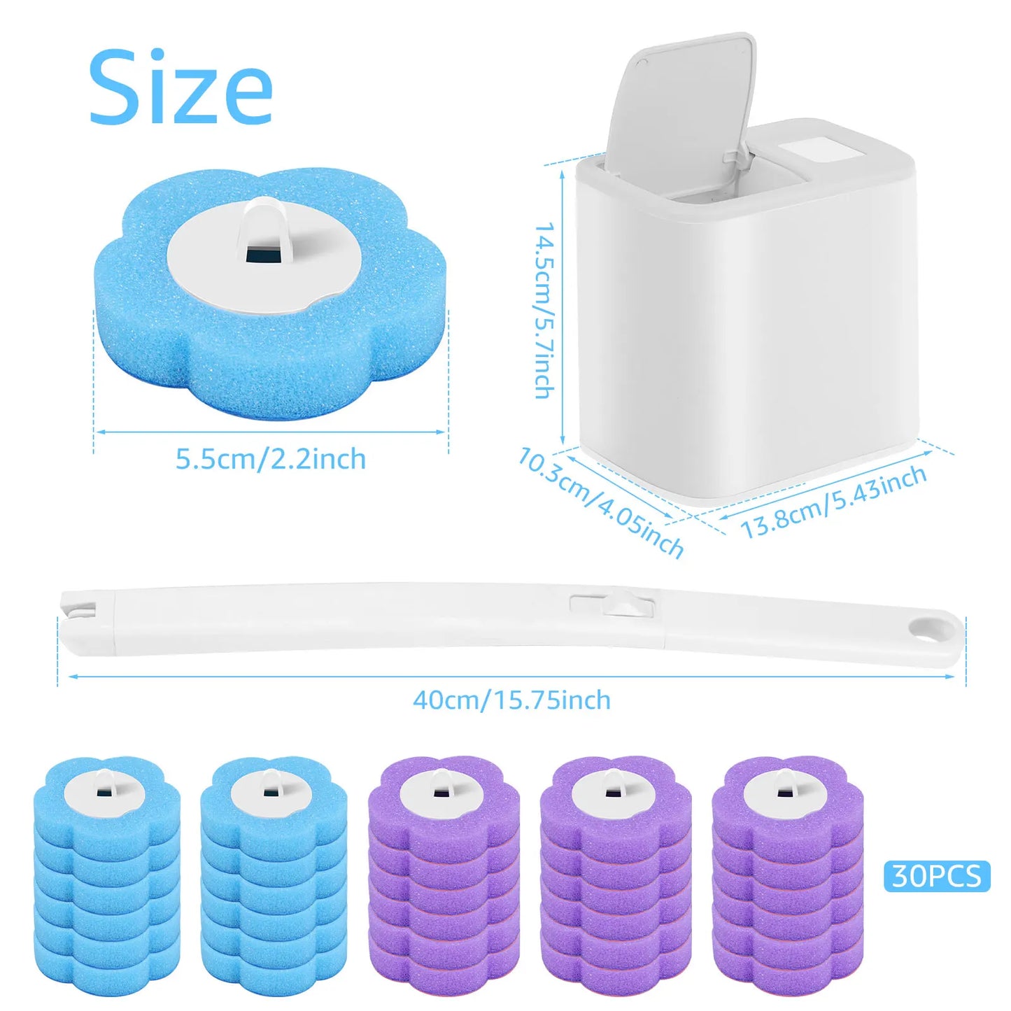 30/36 Pcs Toilet Brush Disposable Replacement Head Cleaning Kit Long Handle Wall-Mounted Wc Cleaning Tool Kit Wc Accessories