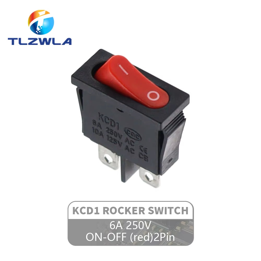 10PCS Push Button Switch 21X9.5Mm 2Pin 2 Position Rocker Switch KCD1 Snap-In On/Off Rocker Switch 6A 250V/10A 125V