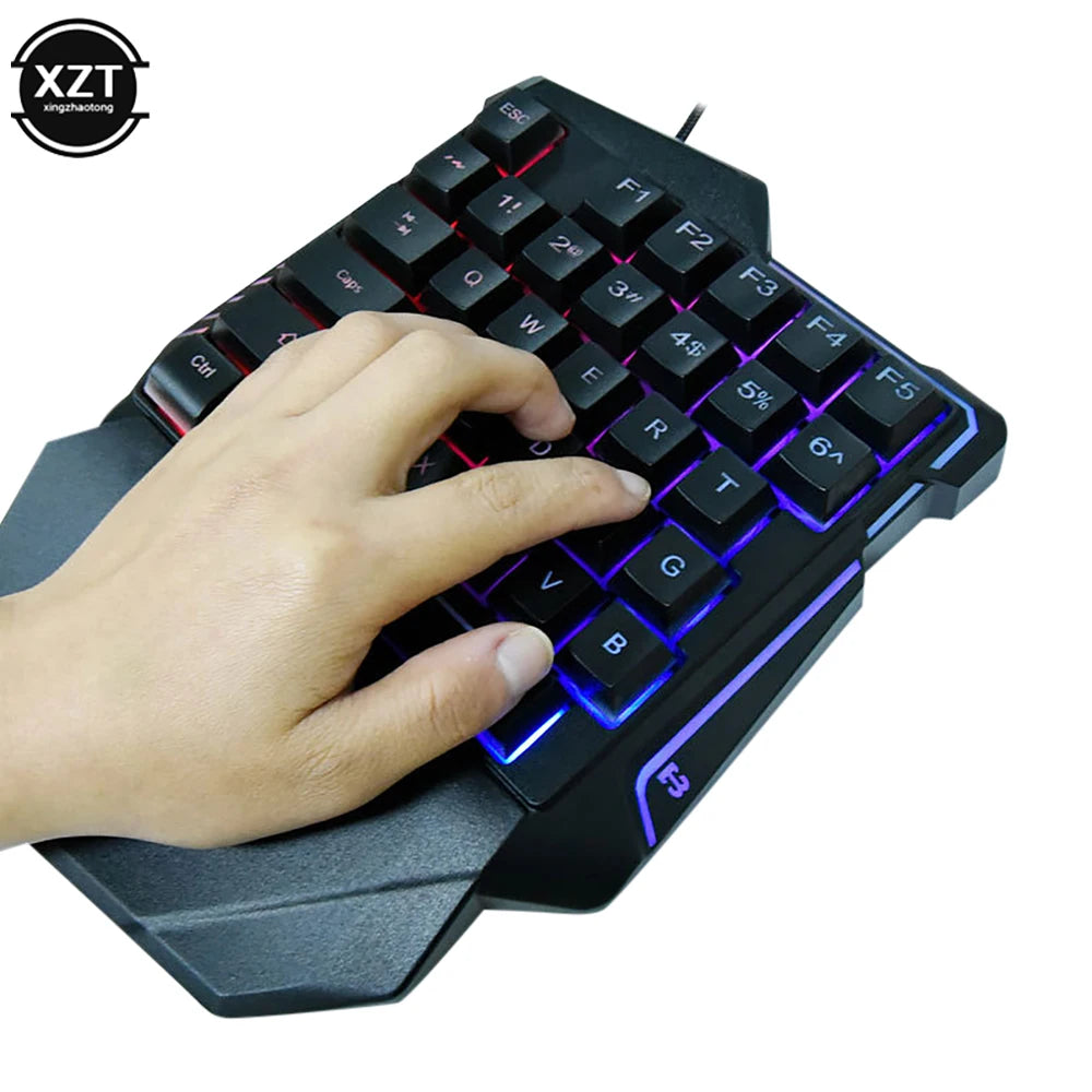 USB One-Handed Keyboard Gaming Mechanical Feel Keyboard Portable 35 Keys Mini Wired Keyboard Ergonomic Gaming Keyboard