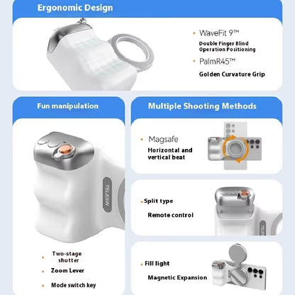 TELESIN Magnetic Phone Camera Shoot Hand Grip Phone Holder Shooting Aid Remote Control Handle for Iphone HUAWEI SAMSUNG Phone