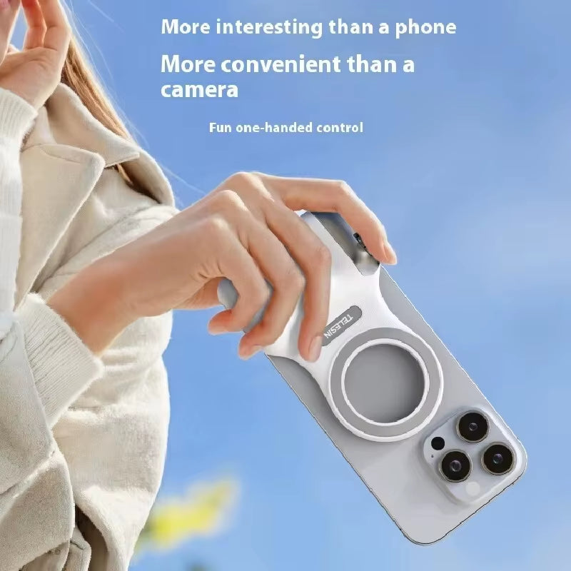 TELESIN Magnetic Phone Camera Shoot Hand Grip Phone Holder Shooting Aid Remote Control Handle for Iphone HUAWEI SAMSUNG Phone